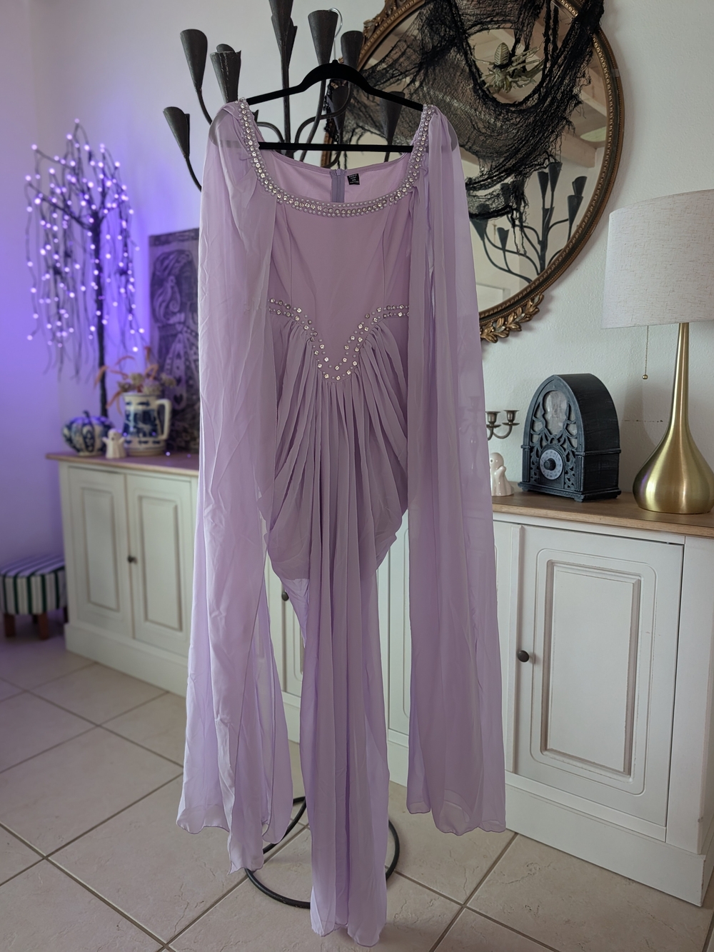 SHEIN Lavender Chiffon Viva Relle Elegant Evening Dress Sz 12(0XL)